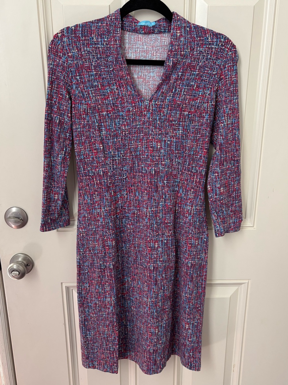 J. McLaughlin Ivana Dress in Splatter Grid Print in Catalina Cloth